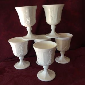Vintage Colony Harvest Milk Glass Goblets